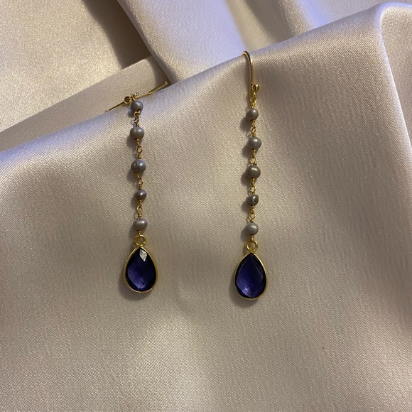 Amethyst Quartz Natural Stone Dangling Earrings for Women - Picture 9 of 9